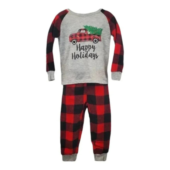 Small Size 6x Kids Happy Holiday Truck 2 pieces Holiday Pajama Set - Picture 1 of 5